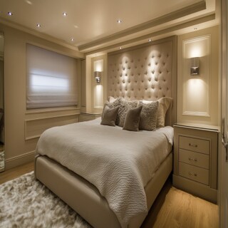 Contemporary Master Bedroom Design with Upholstered Queen Size Bed